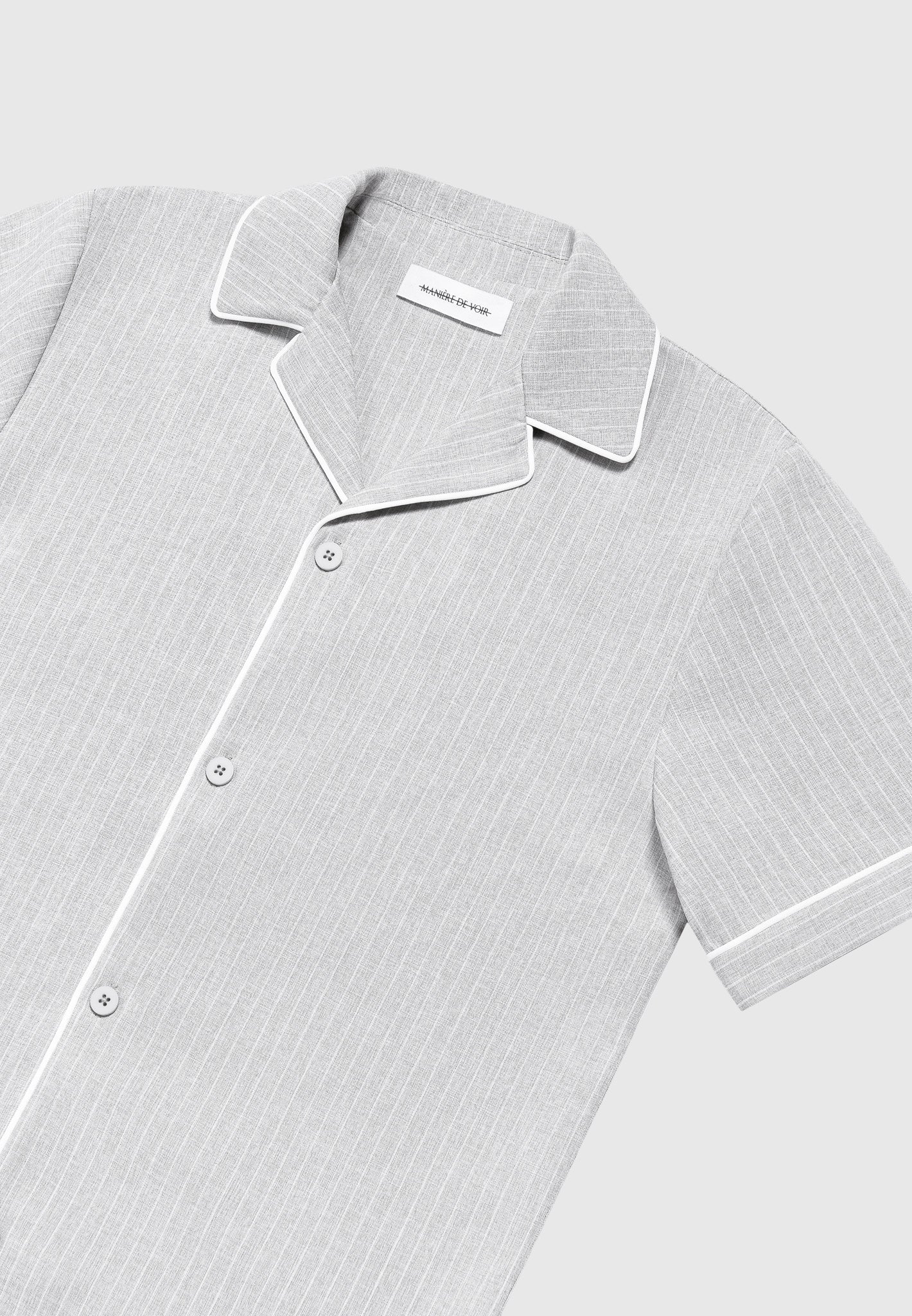 Pinstripe Revere Shirt - Grey