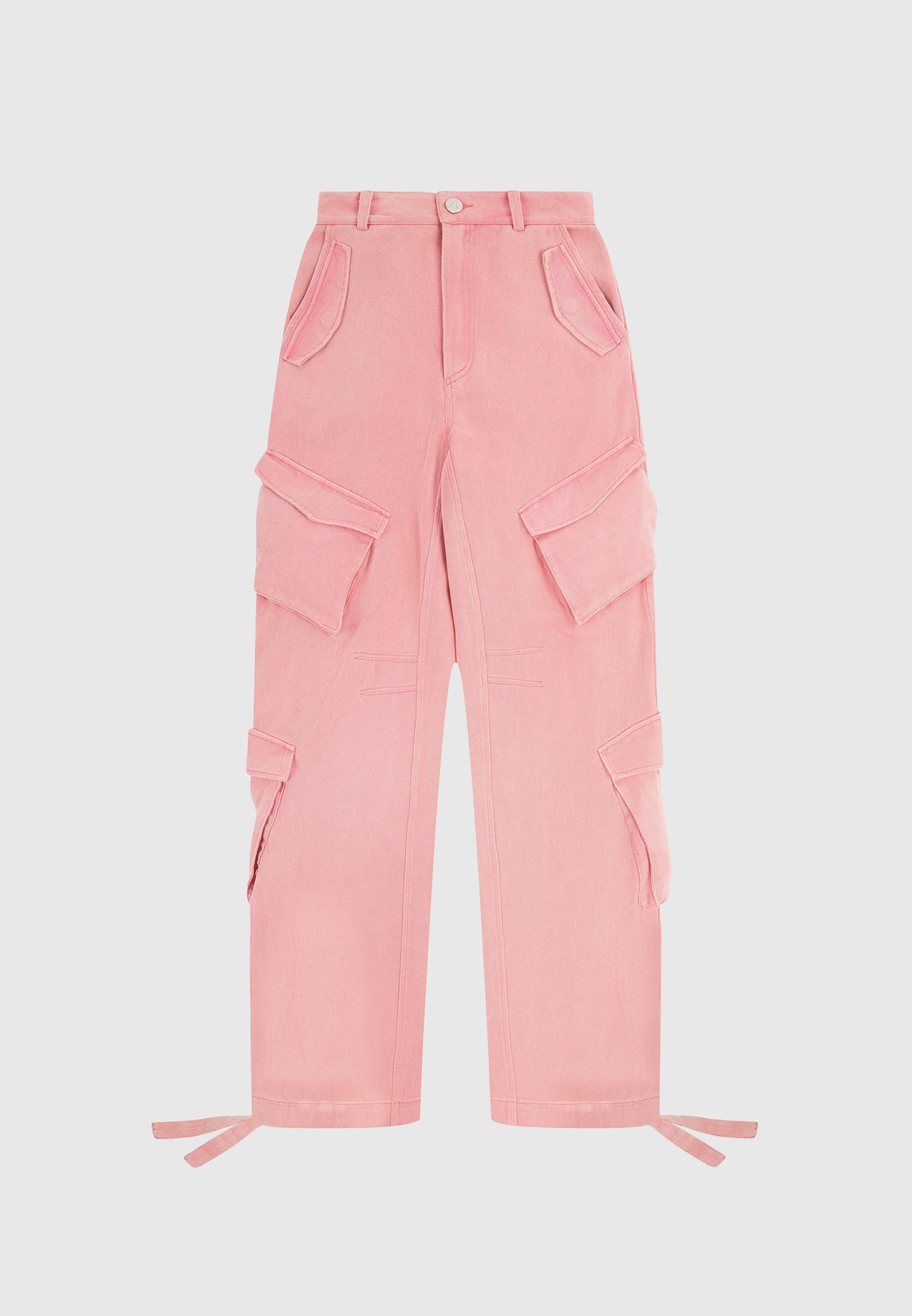 High Waisted Cargo Pants - Washed Pink