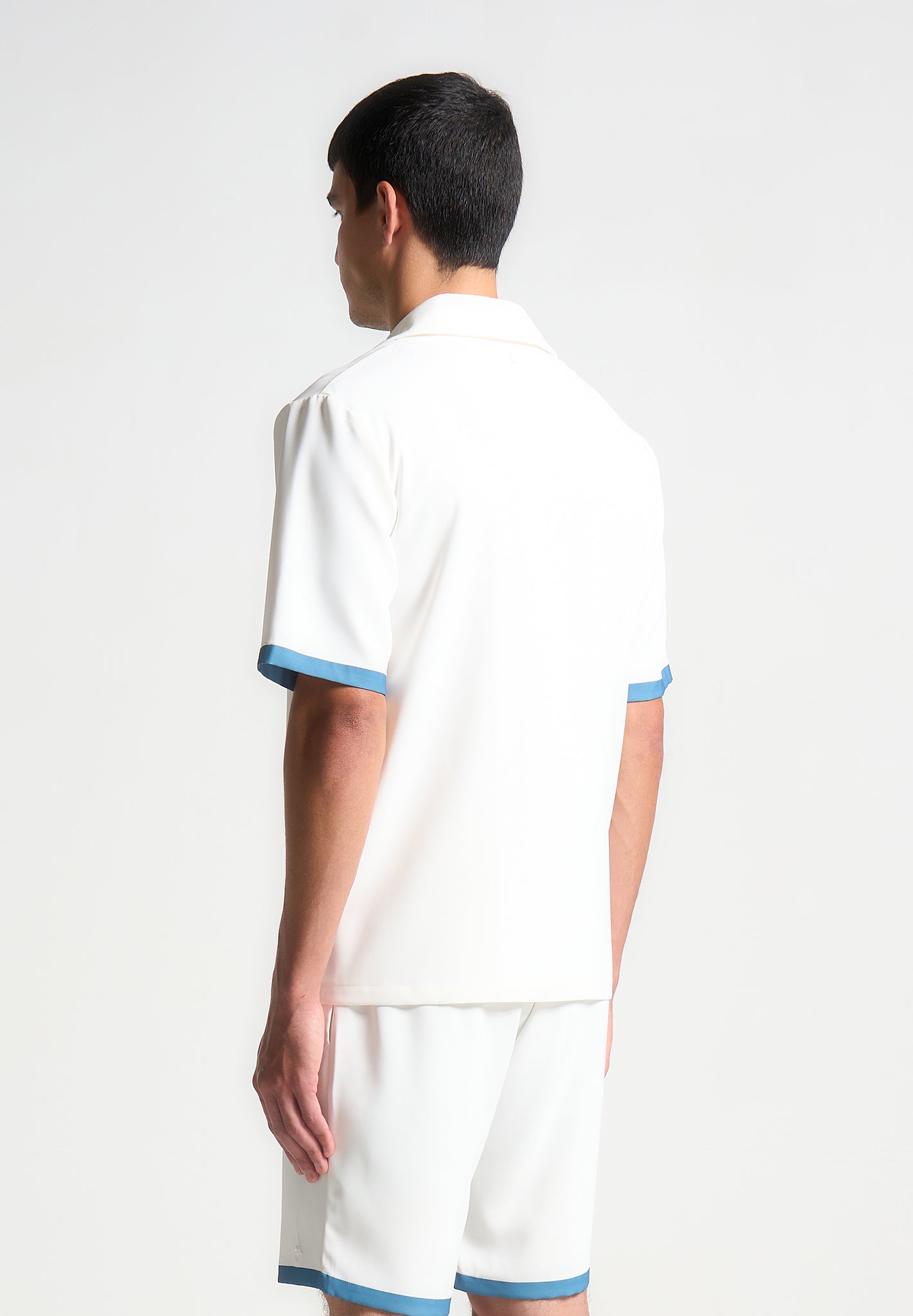 Ombré Border Revere Shirt - White/Blue