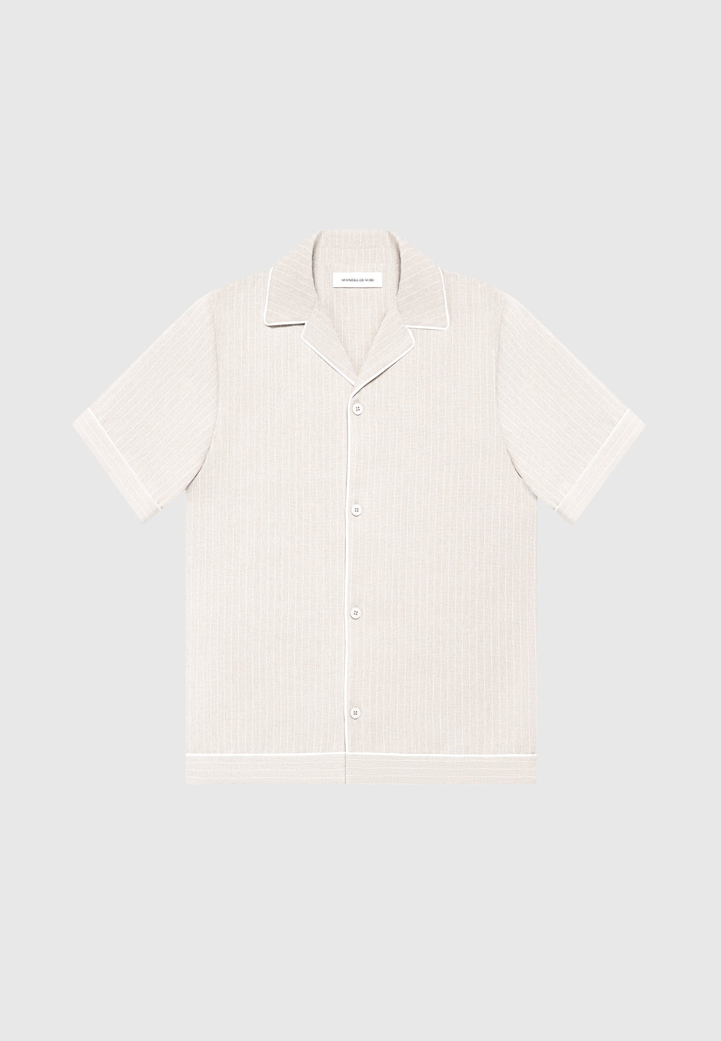 Pinstripe Revere Shirt - Beige