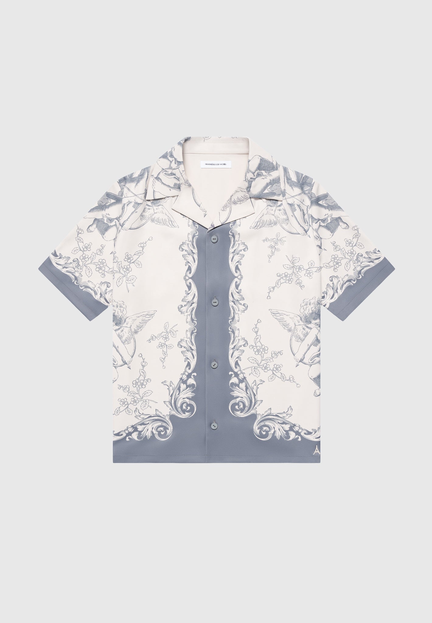 Signature Baroque Resort Shirt - Cream/Grey