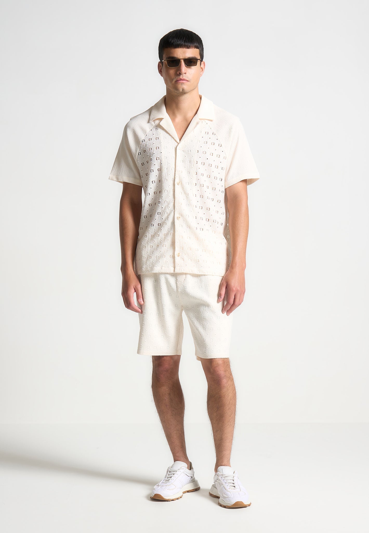 Textured Raglan Shirt - Cream