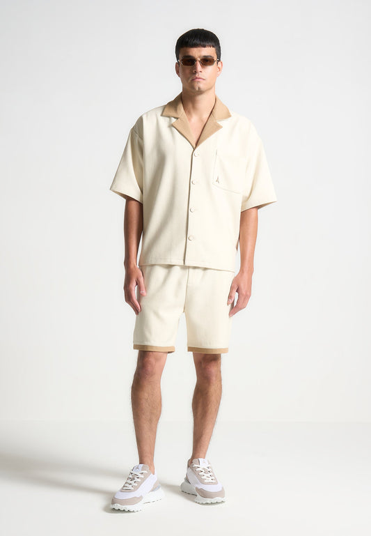 Wool Shorts - Cream/Brown